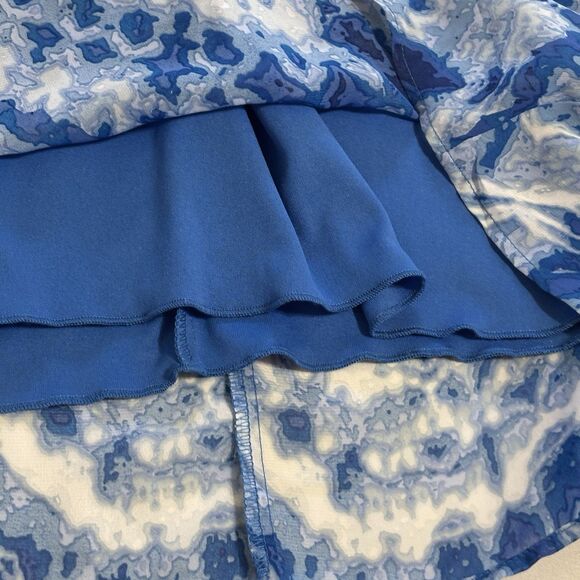 Bisou Bisou Michele Bohbot Maxi Halter Dress Sz 2 Blue Watercolors - Picture 6 of 10